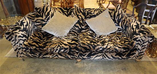 A Sofology zebra pattern lounge sofa, length 258cm, depth 100cm, height 81cm